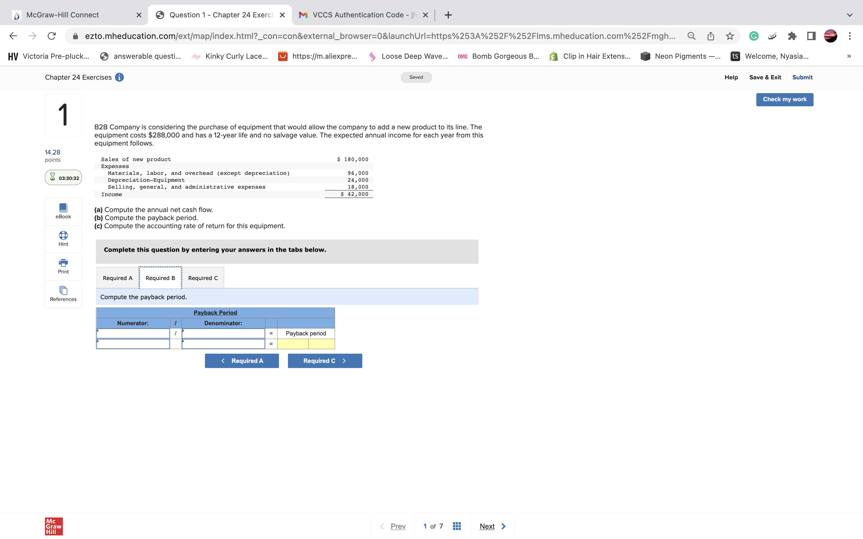 my work B2B Company is considering the purchase of equipment that would