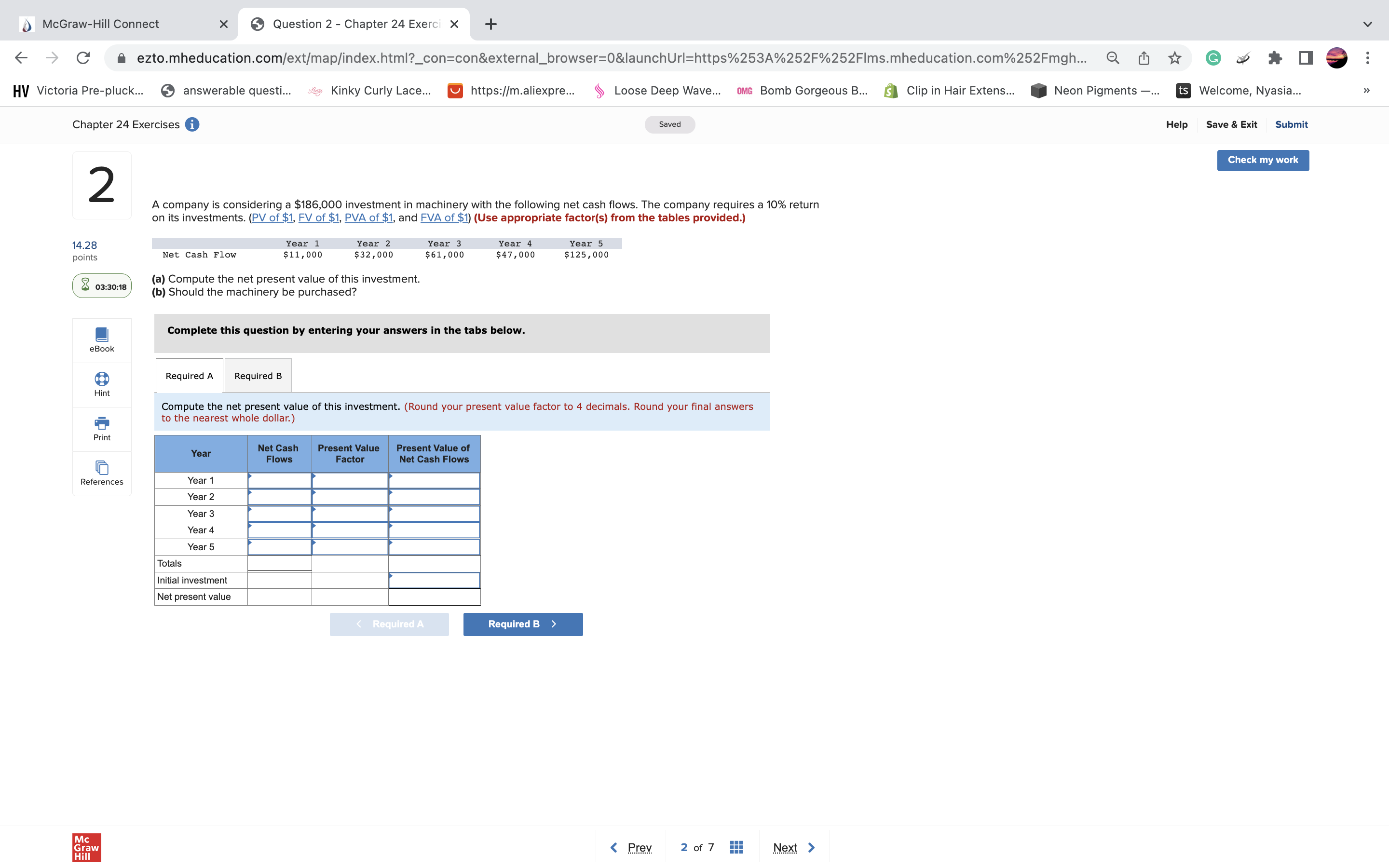 equipment costs $288,000 and has a 12-year life and no salvage value.