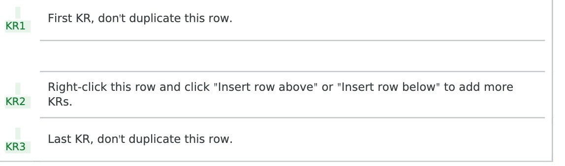 First KR, don't duplicate this row. KR1 Right-click this row and