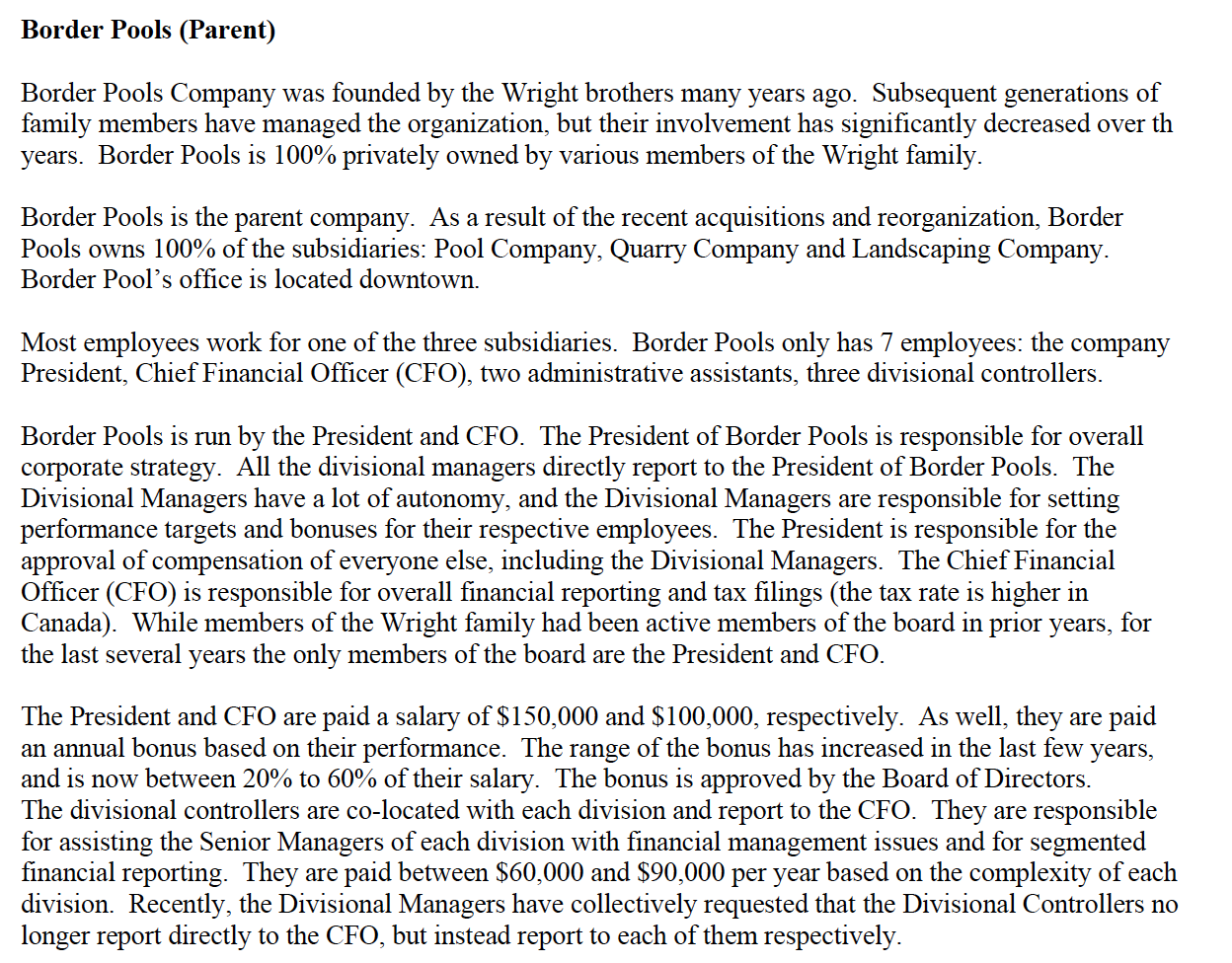 and landscaping company located in a midsized city on the C anada/U