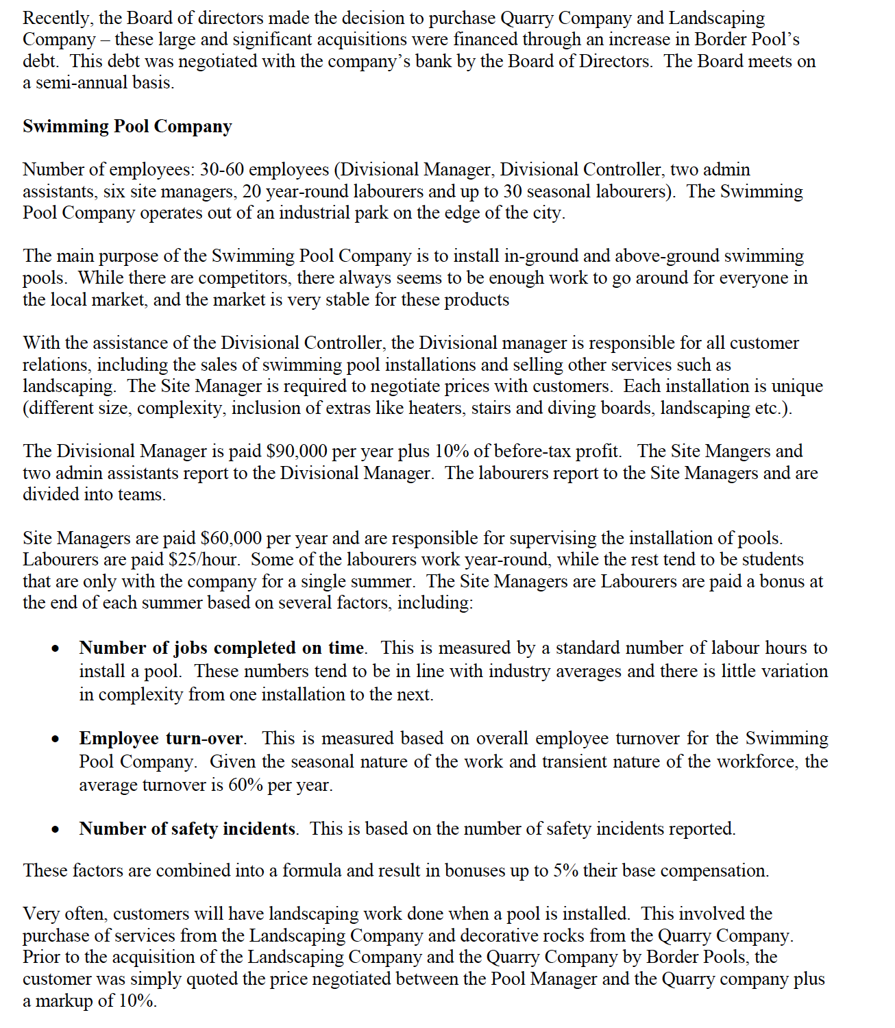 SA border. Border Pools recently acquired two long-time suppliers: a supplier of