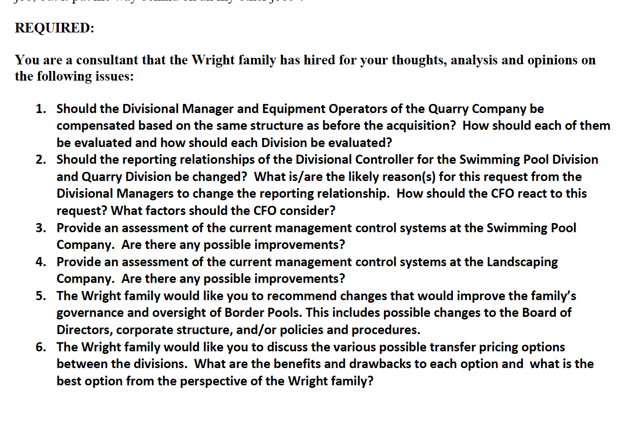 Company). As a result of these acquisitions, Border Pools reorganized into three