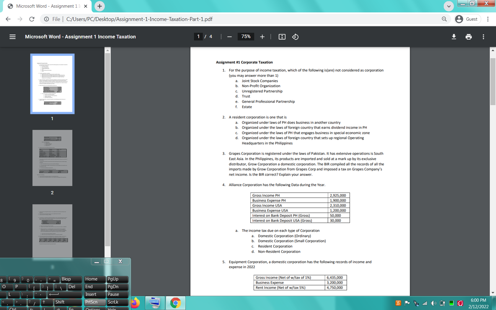 PLEASE ANSWER WITH SOLUTION AND EXPLANATIONS: Microsoft Word - Assignment 1 I