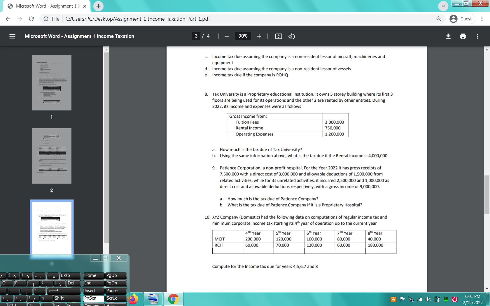 E Microsoft Word - Assignment 1 Income Taxation 1 /4 75% +