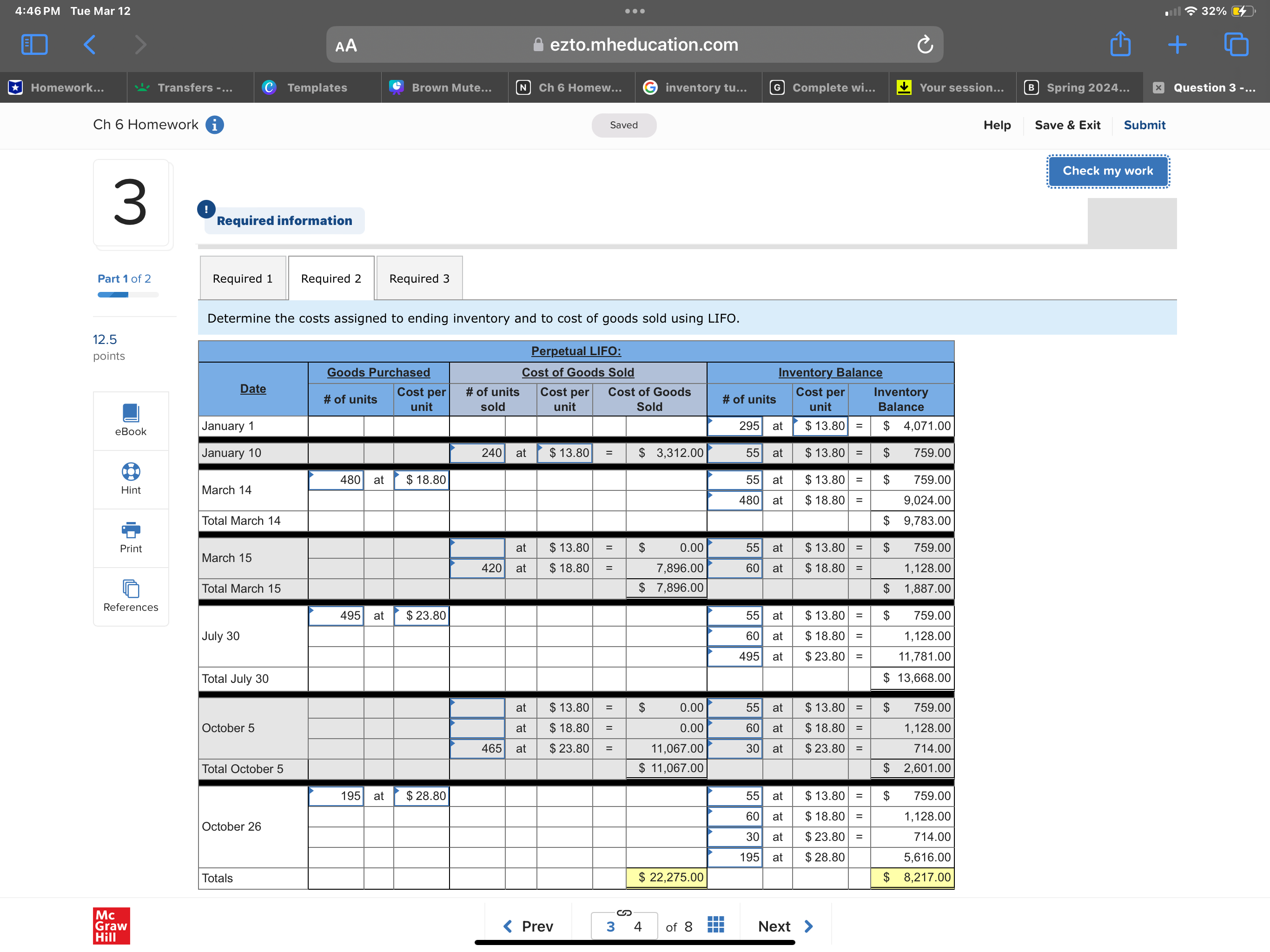 6 Sales 146 units @$ 8 points November 19 Purchase 60 units