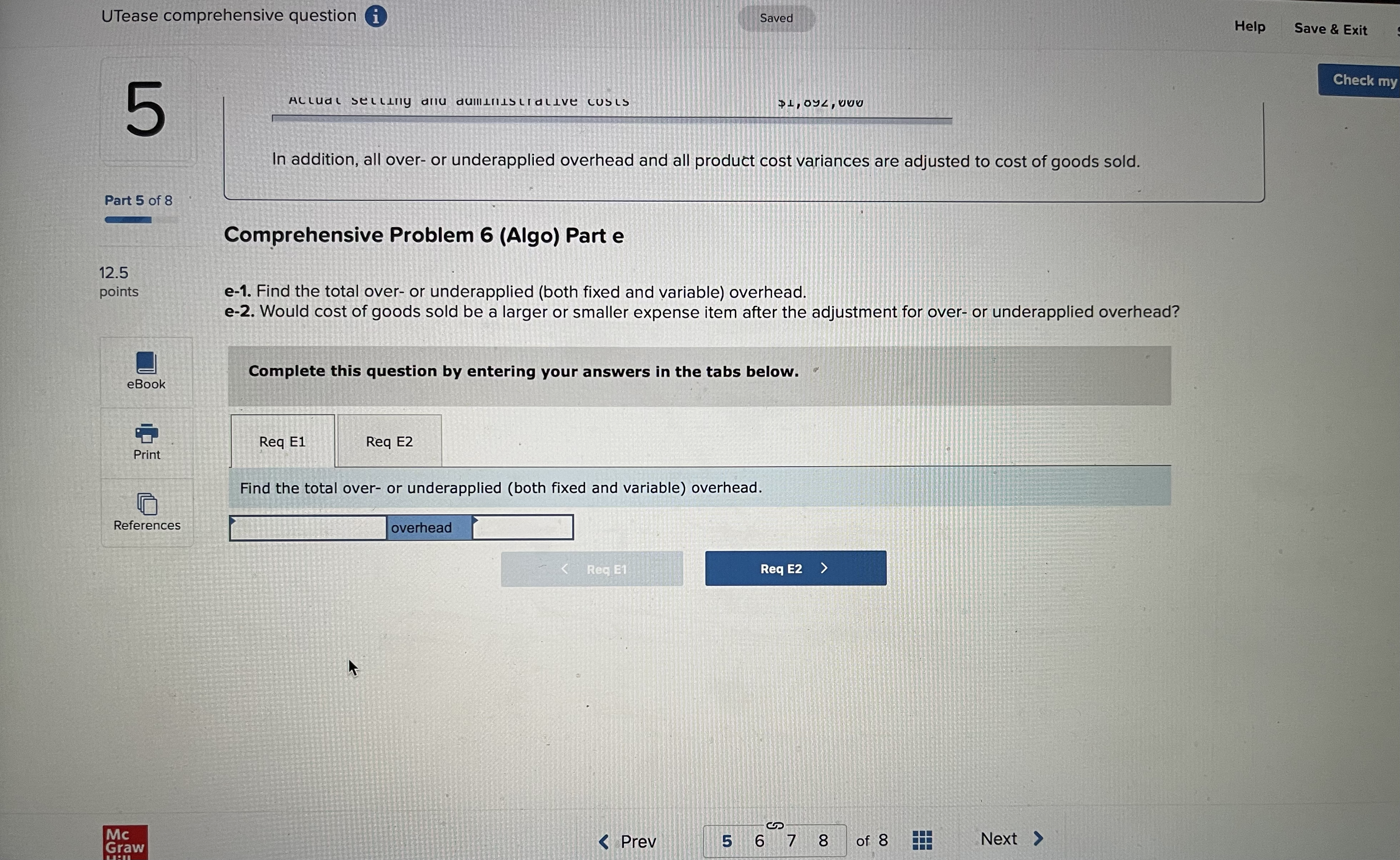  UTease comprehensive question i Saved Help Save & Exit Check my
