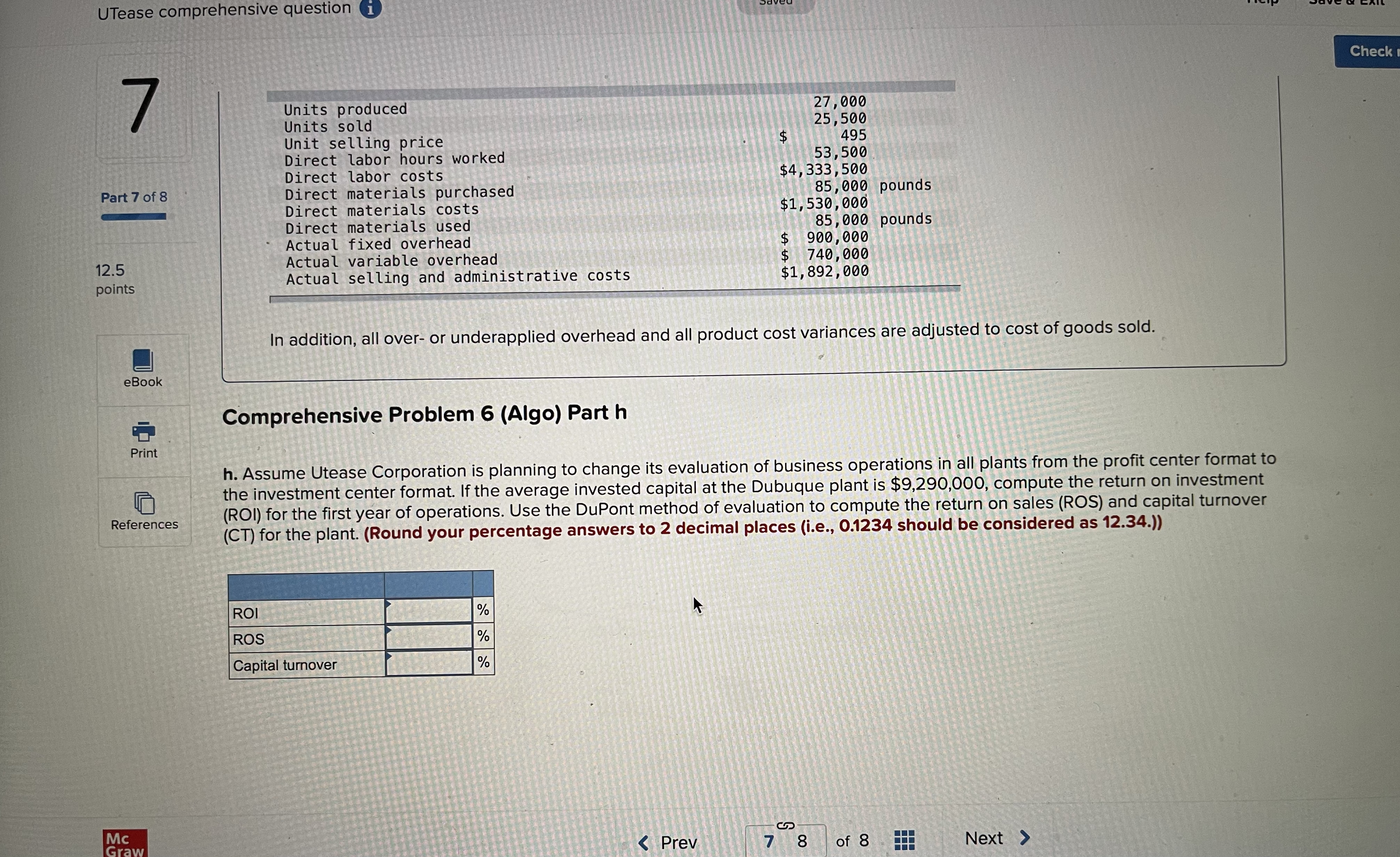 points e-1. Find the total over- or underapplied (both fixed and variable)