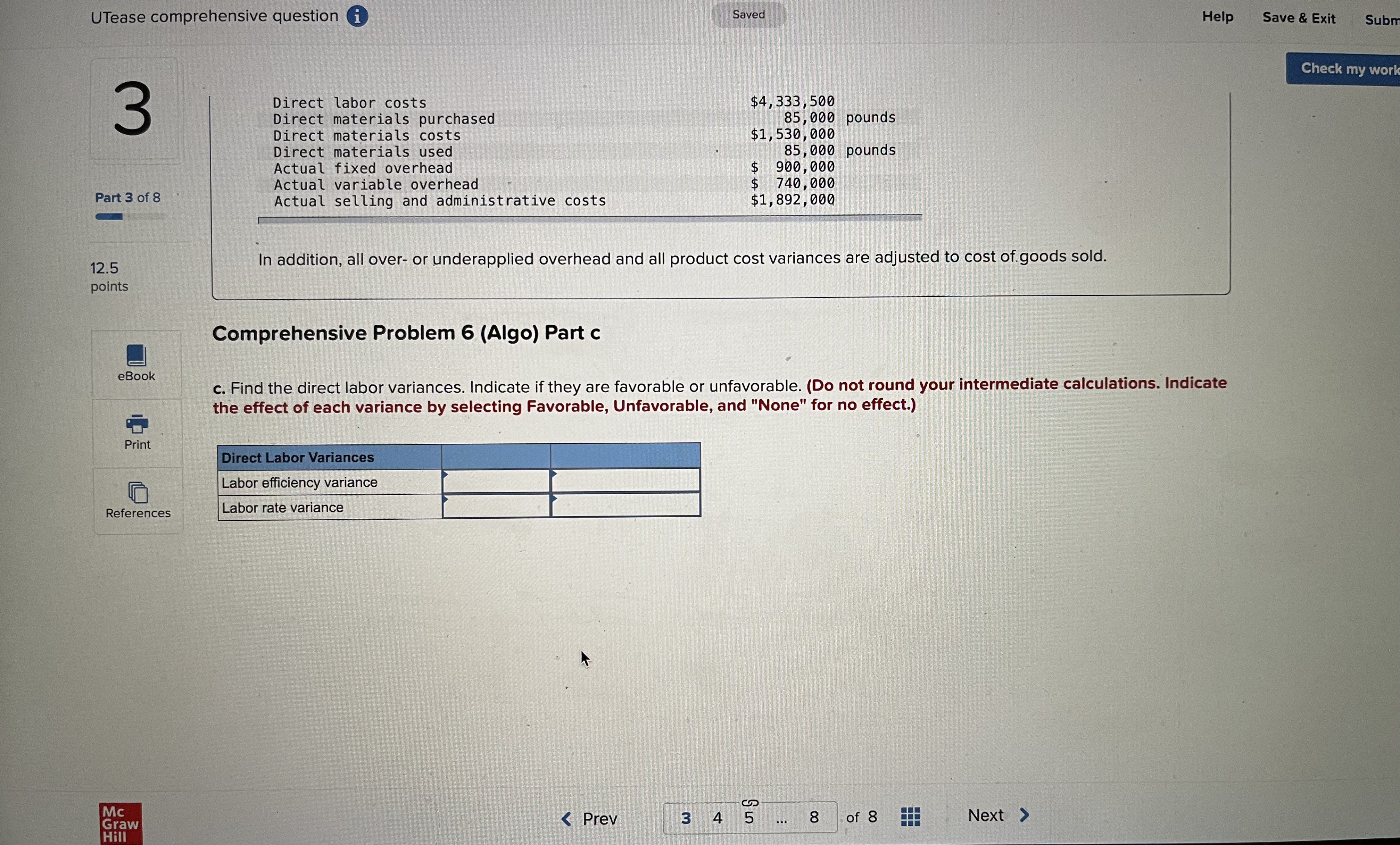 Req E2 Print Find the total over- or underapplied (both fixed and