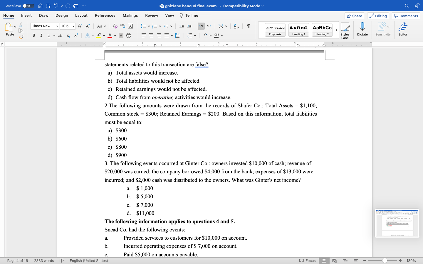 henoud final exam - Compatibility Mode Home Insert Draw Design Layout References