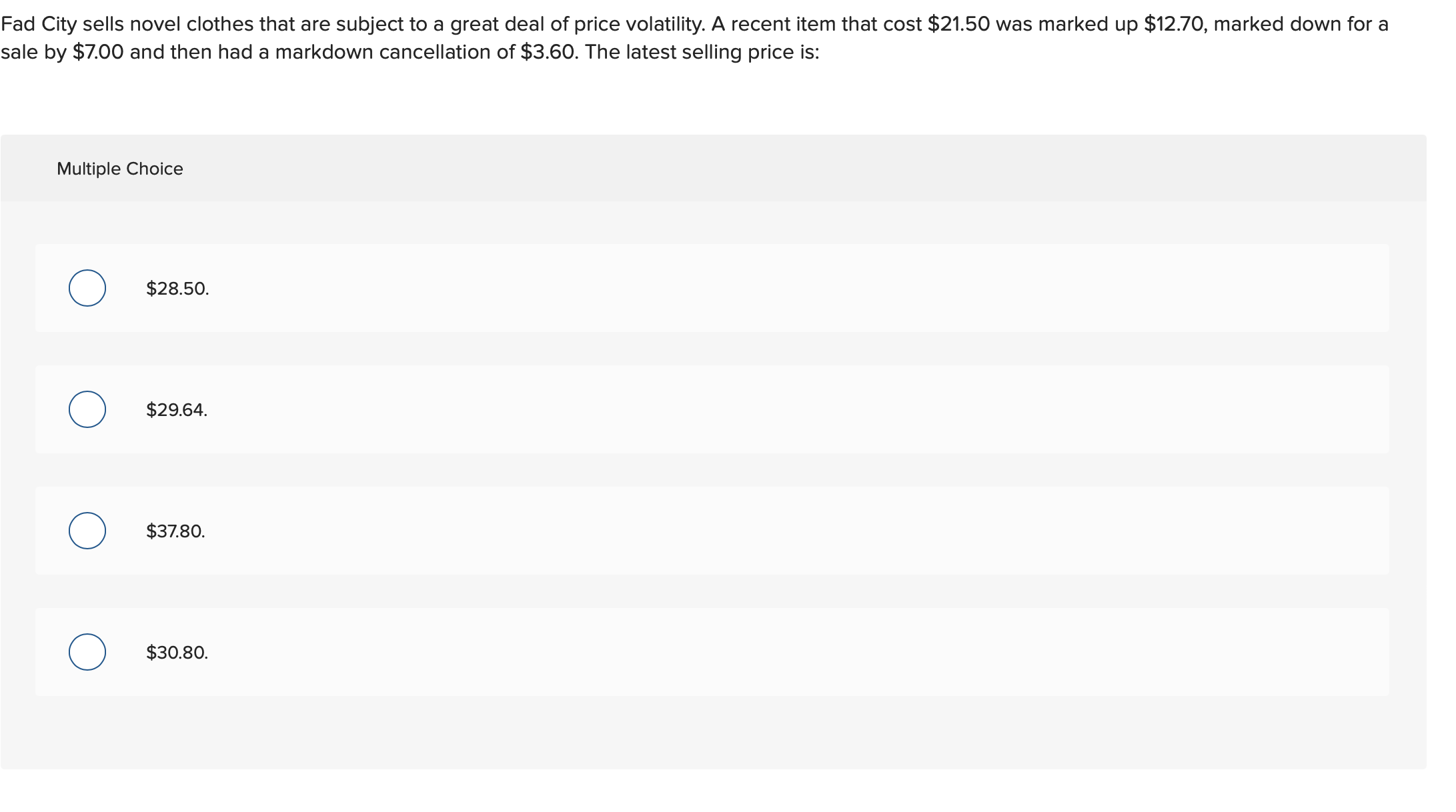 is presented below: Skis Boots Apparel Supplies Selling price $179,000 $155,000 $119,000