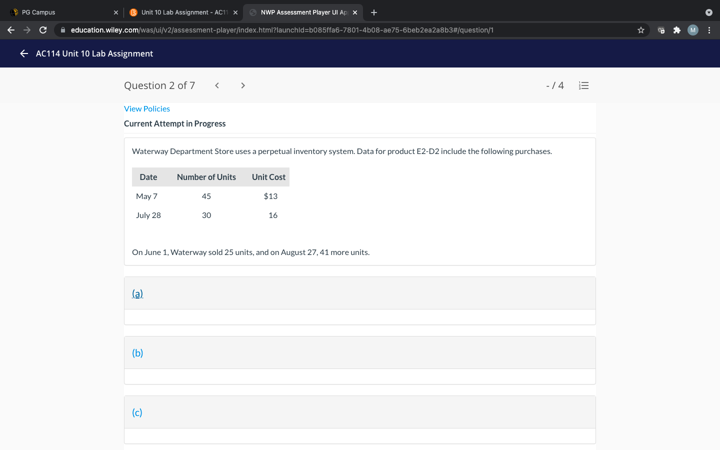 Assessment Player UI Apj X + C A education. wiley.com/was/ui/v2/assessment-player/index.html?launchld=b085ffa6-7801-4608-ae75-6beb2ea2a863#/question/0 M AC114