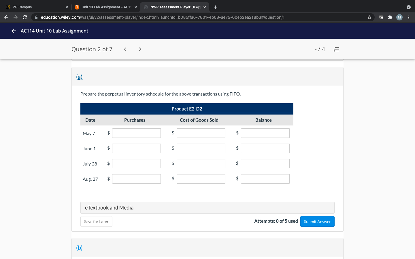 Unit 10 Lab Assignment Question 1 of 7 View Policies Current Attempt
