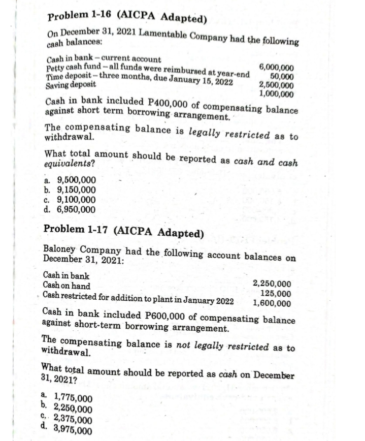 Problem 1-15 (AICPA Adapted) Joana Company had the following account balances on