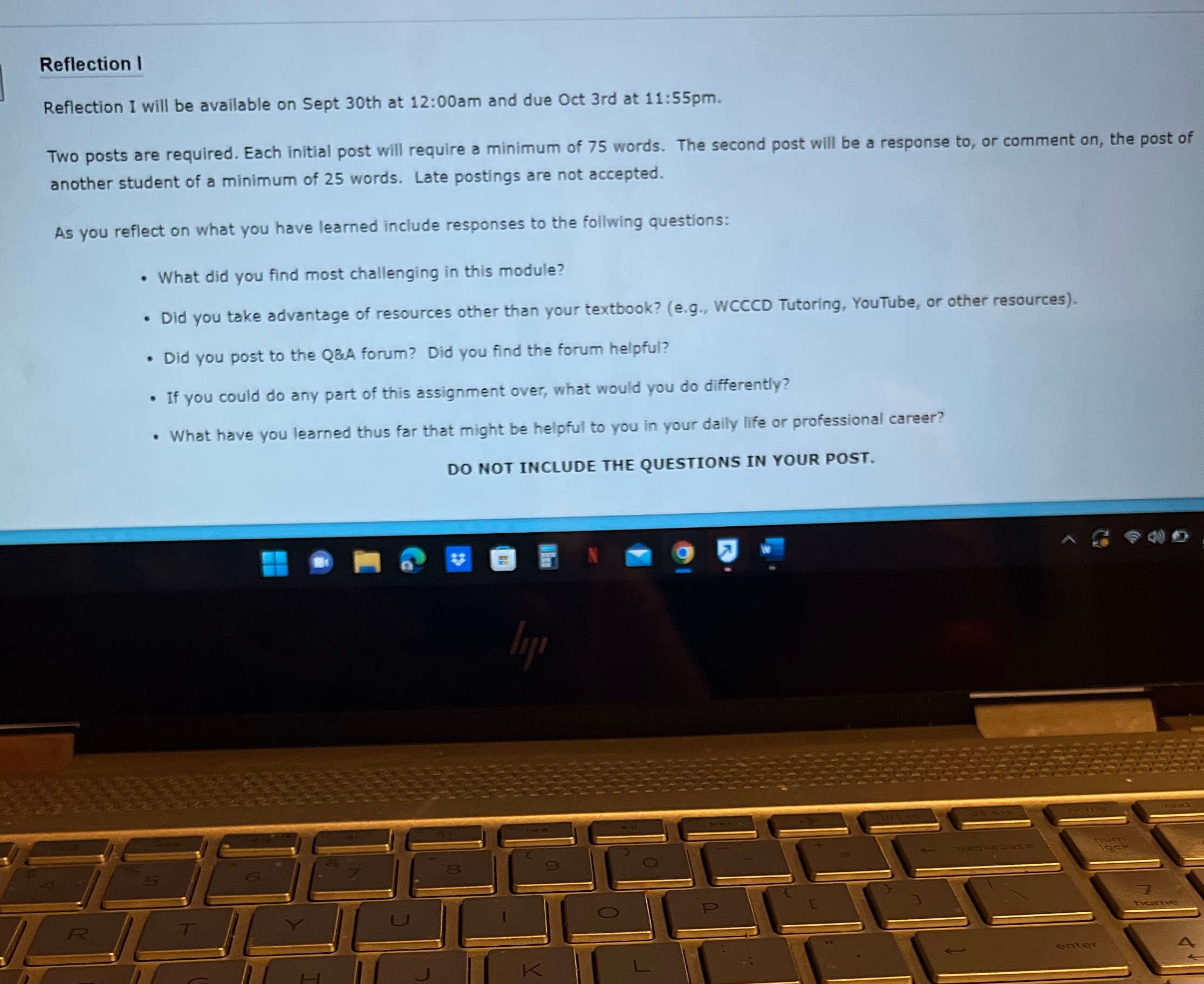 Reflection I Reflection I will be available on Sept 30th at