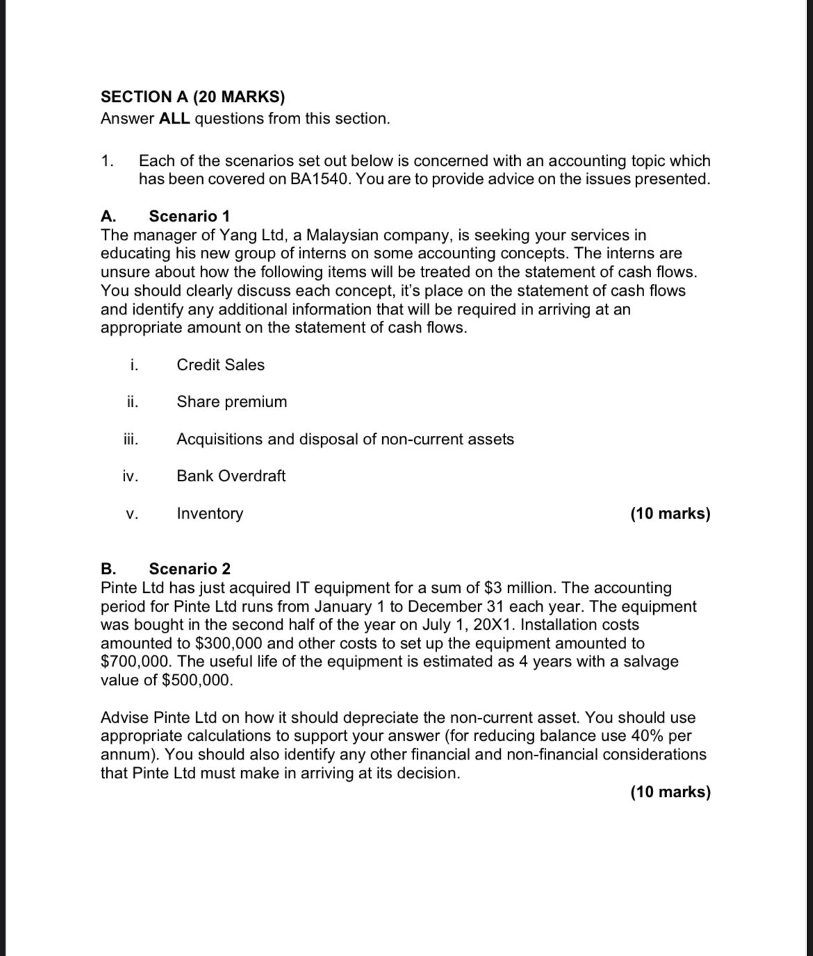  SECTION A (20 MARKS) Answer ALL questions from this section. 1.