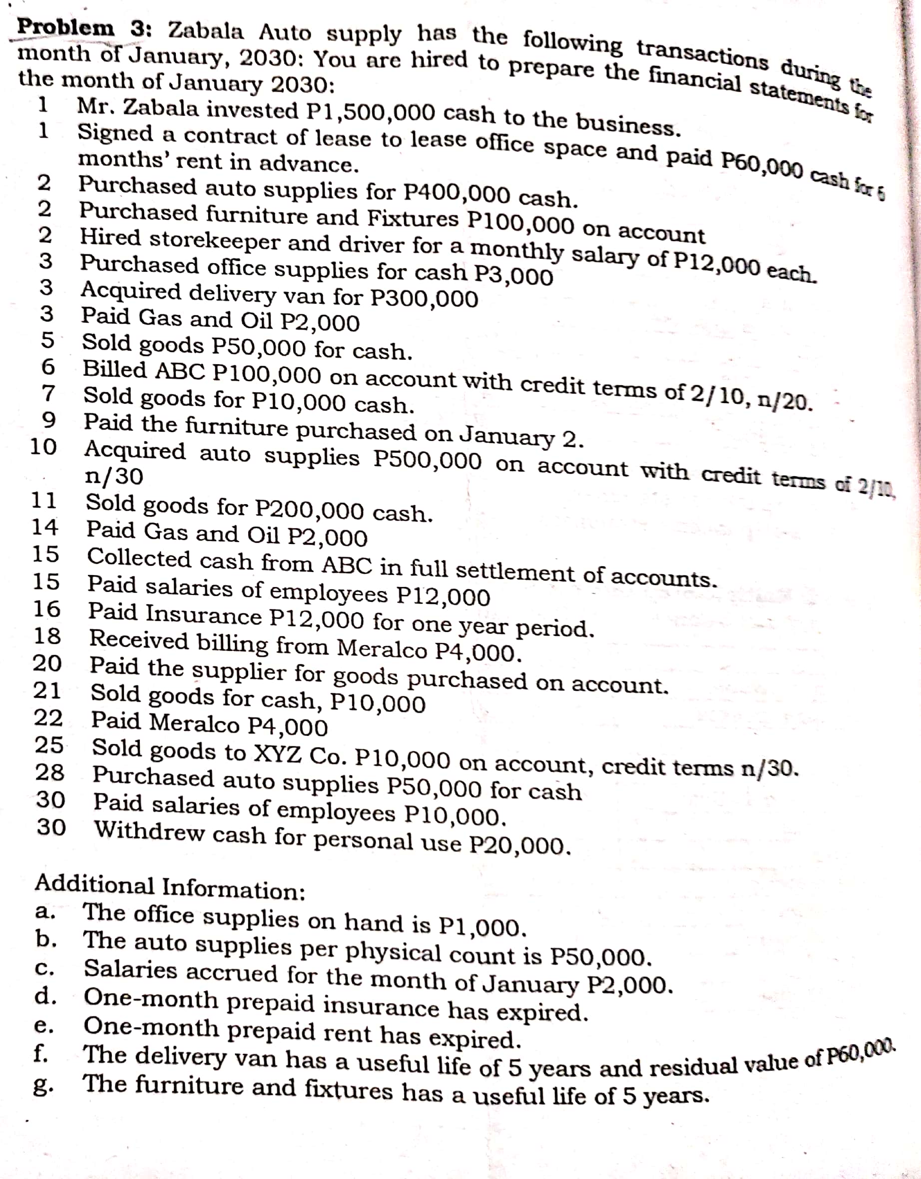 Help, in a google sheet complete the accounting cycle with clear explanation.