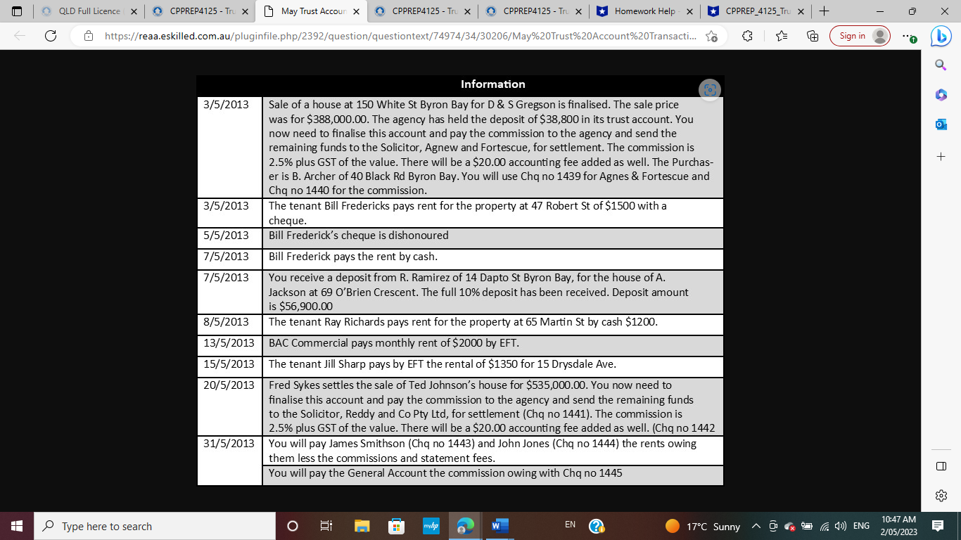 REFERENCE: REAA - CPPREP4125 TRUST ACCOUNTINGCan anyone tell me what ''relevant transactions''