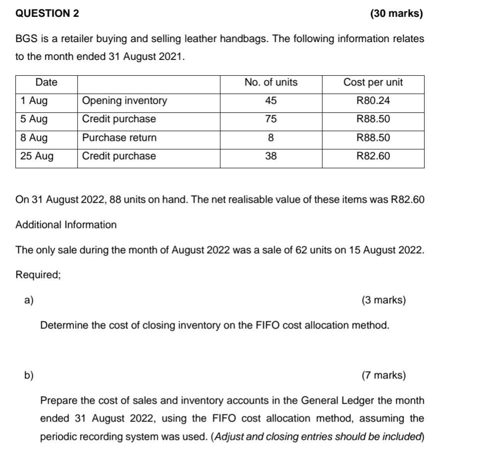 Please answer within the proper format with all supporting calculation seperately QUESTION