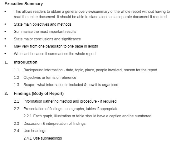  Executive Summary This allows readers to obtain a general overviewsummary of