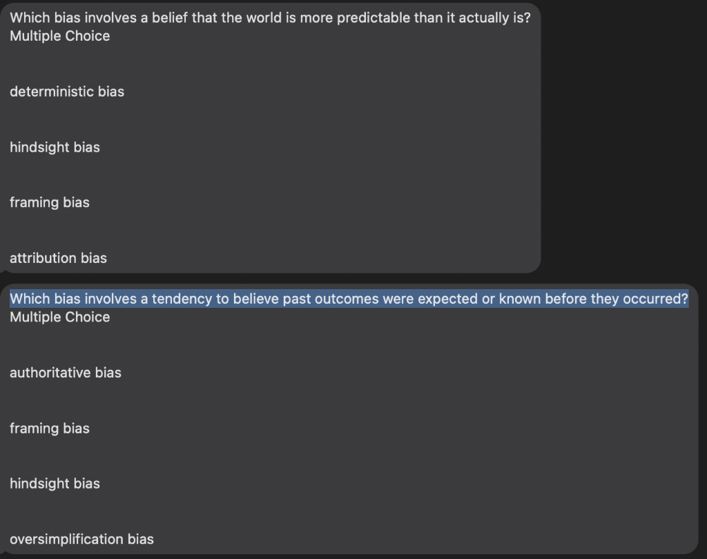 Which bias involves a belief that the world is more predictable