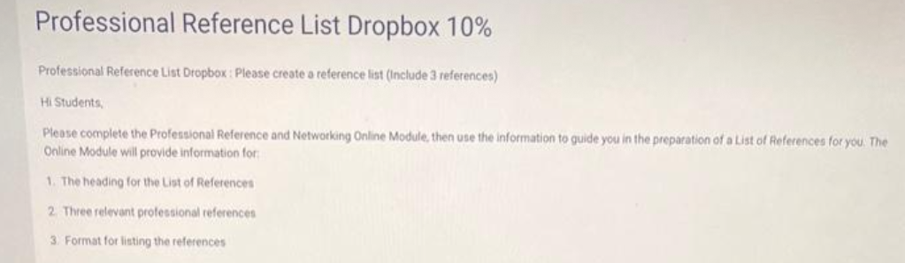Professional Reference List Dropbox 10% Professional Reference List Dropbox : Please