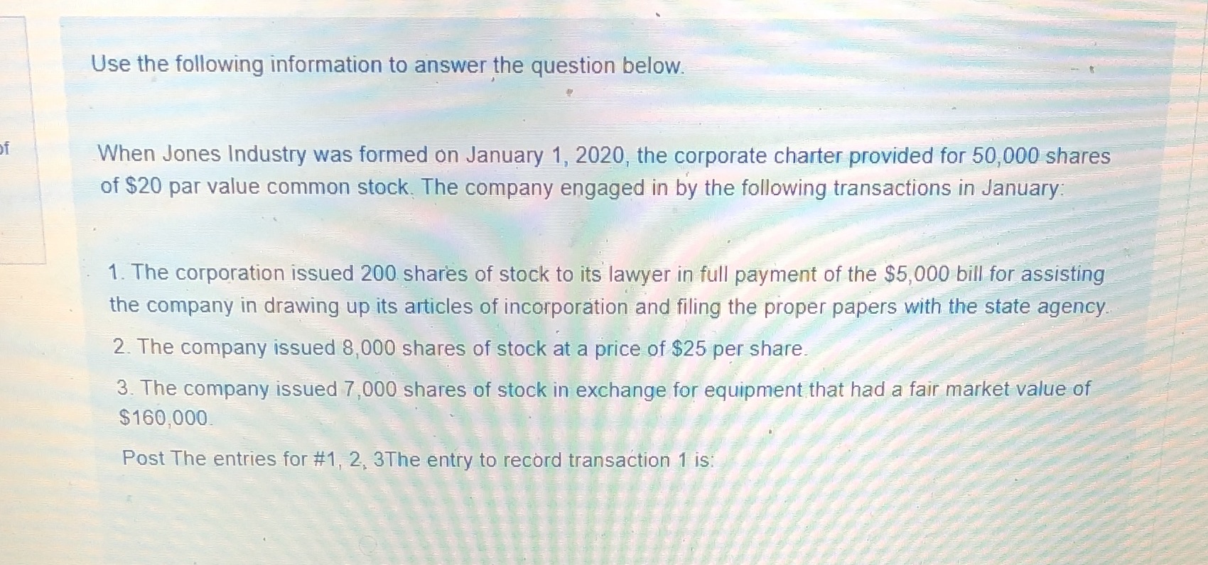 Use the following information to answer the question below. When Jones