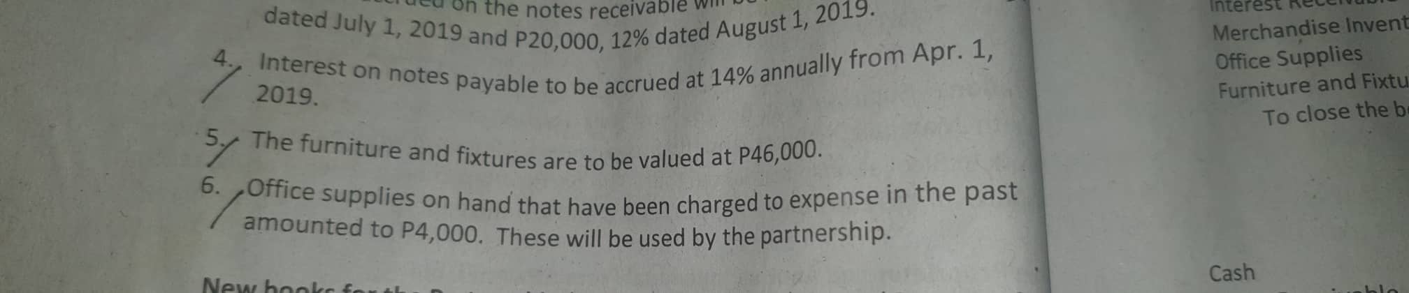  On the notes receivable will dated July 1, 2019 and P20,000,