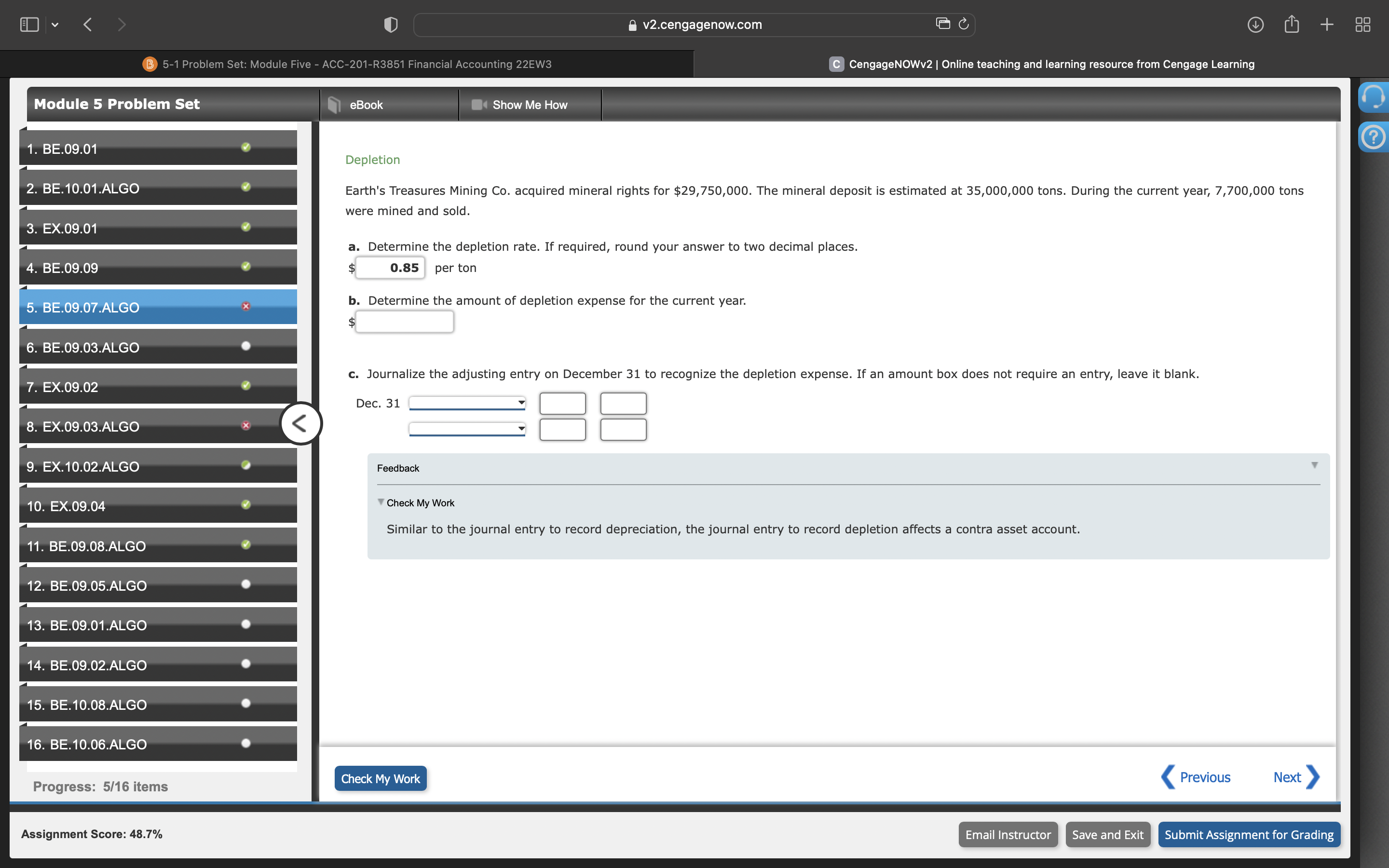 v2.cengagenow.com + B 5-1 Problem Set: Module Five - ACC-201-R3851 Financial