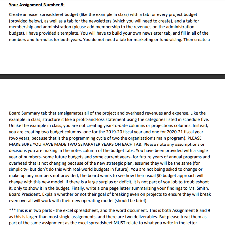  tour Assignment Number 2: Create an excel spreadsheet budget {like the