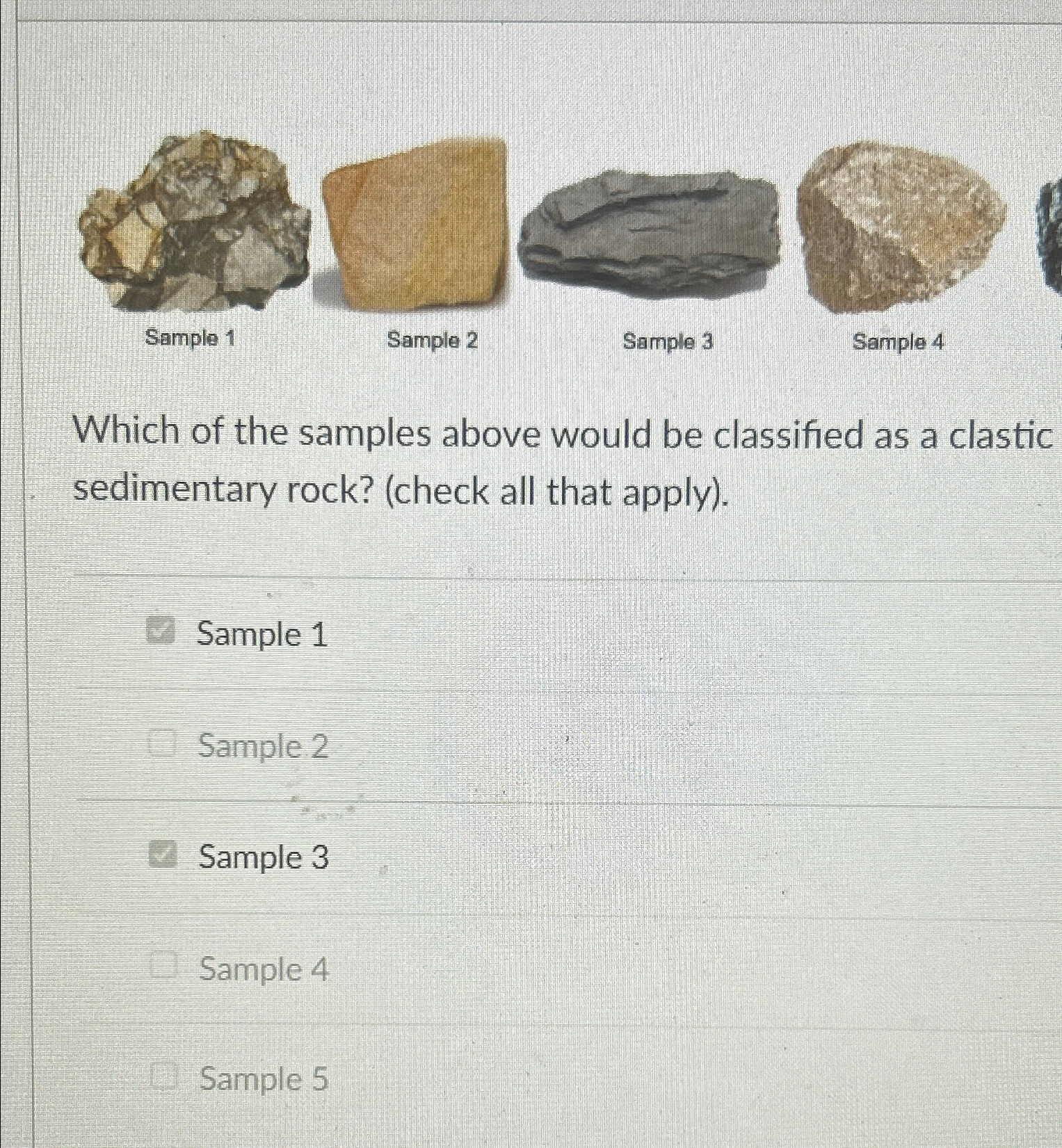  Sample 1 Sample 2 Sample 3 Sample 4 Which of the