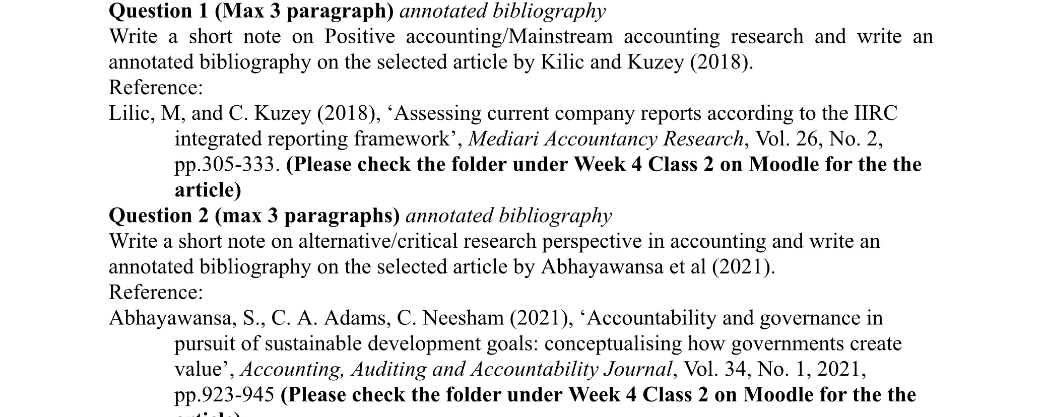 Question 1 (Max 3 paragraph) annotated bibliography Write a short note