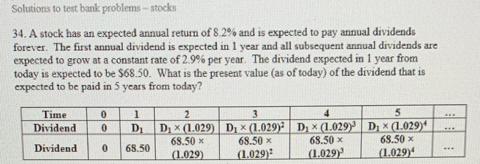 Seeing if this feature works Solutions to test bank problems - stocks