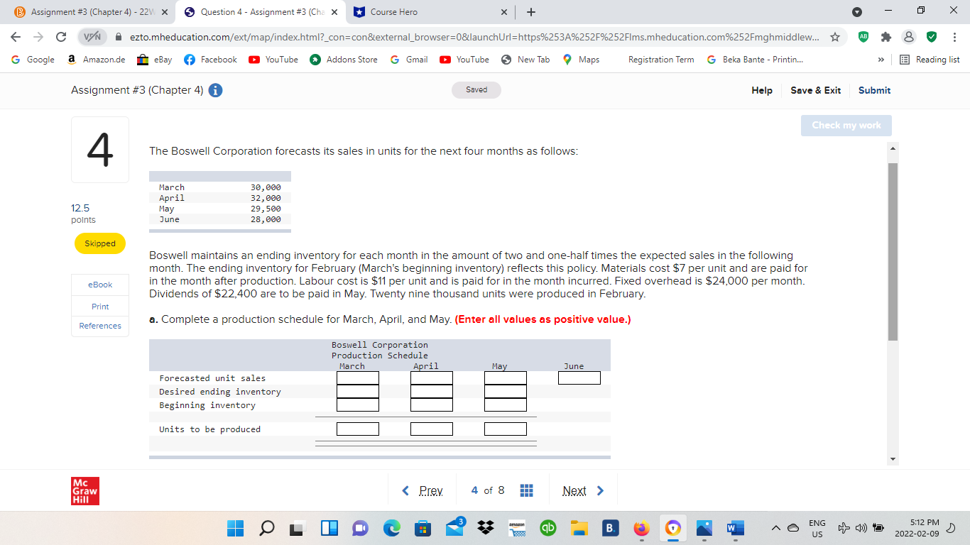  B Assignment #3 (Chapter 4) - 22V x Question 4 -