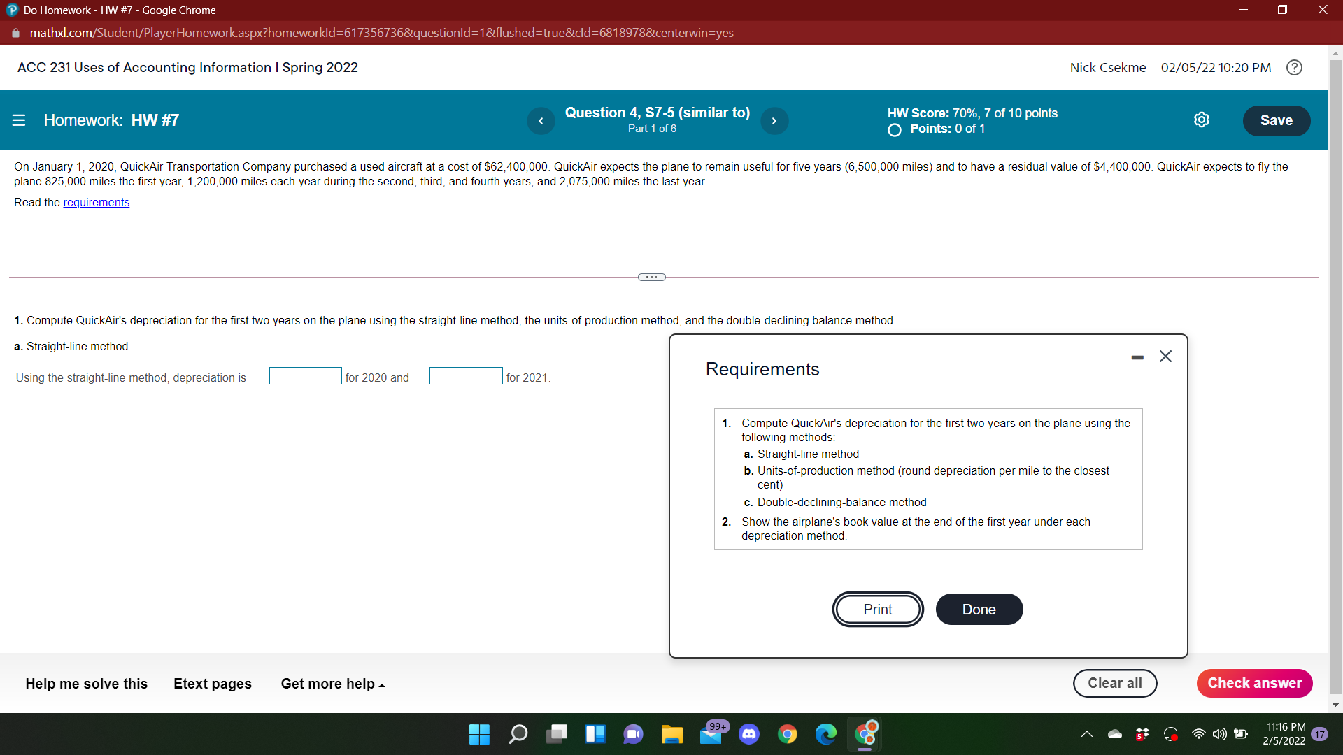  Do Homework - HW #7 - Google Chrome X " mathxl.com/Student/PlayerHomework.aspx?homeworkld=617356736&questionld=1&flushed=true&cld=6818978&centerwin=yes