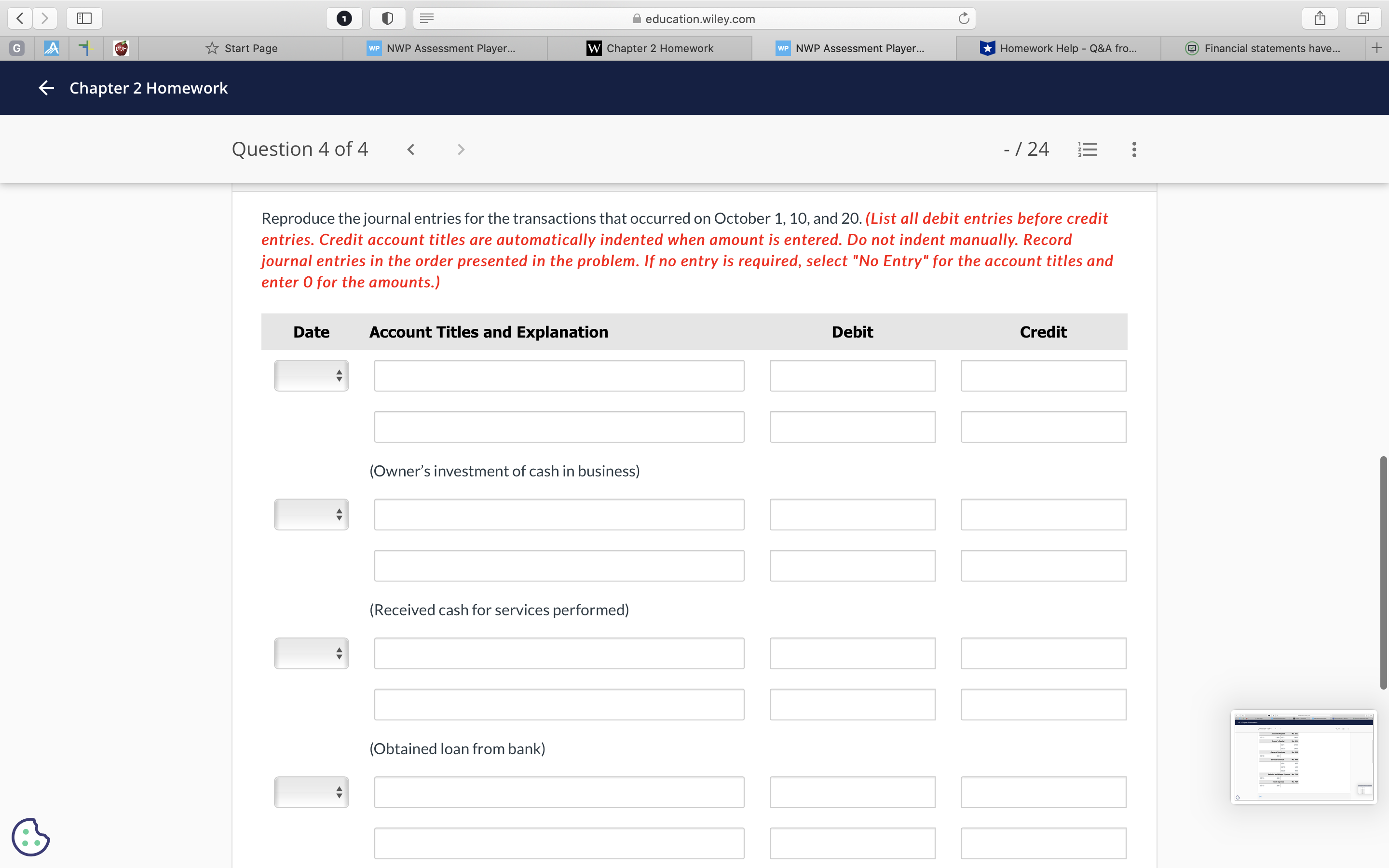 have... + - /24 ... Cash No. 101 10/1 2,700 10/4 600