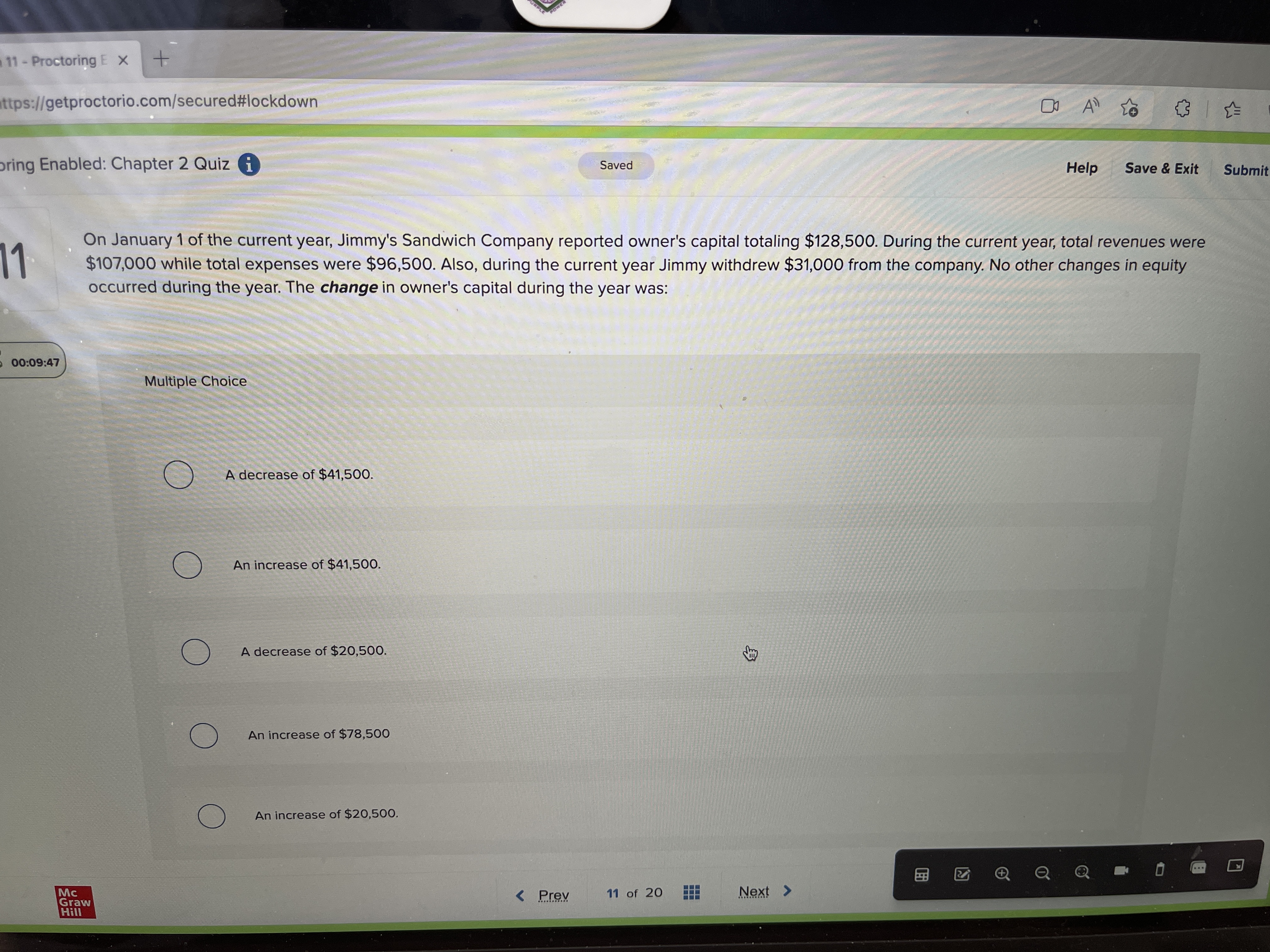 11 - Proctoring E X ittps://getproctorio.com/secured#lockdown bring Enabled: Chapter 2 Quiz