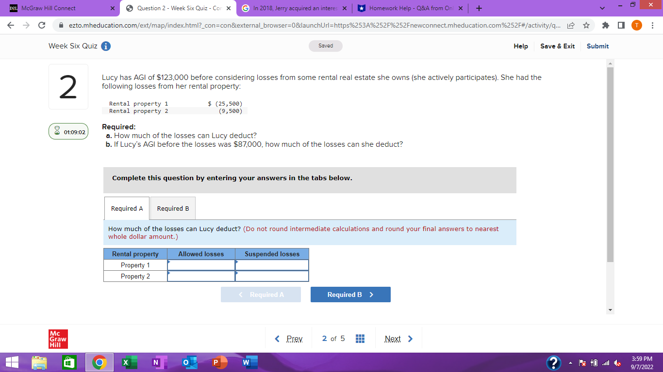 X D21 McGraw Hill Connect X Question 2 - Week Six