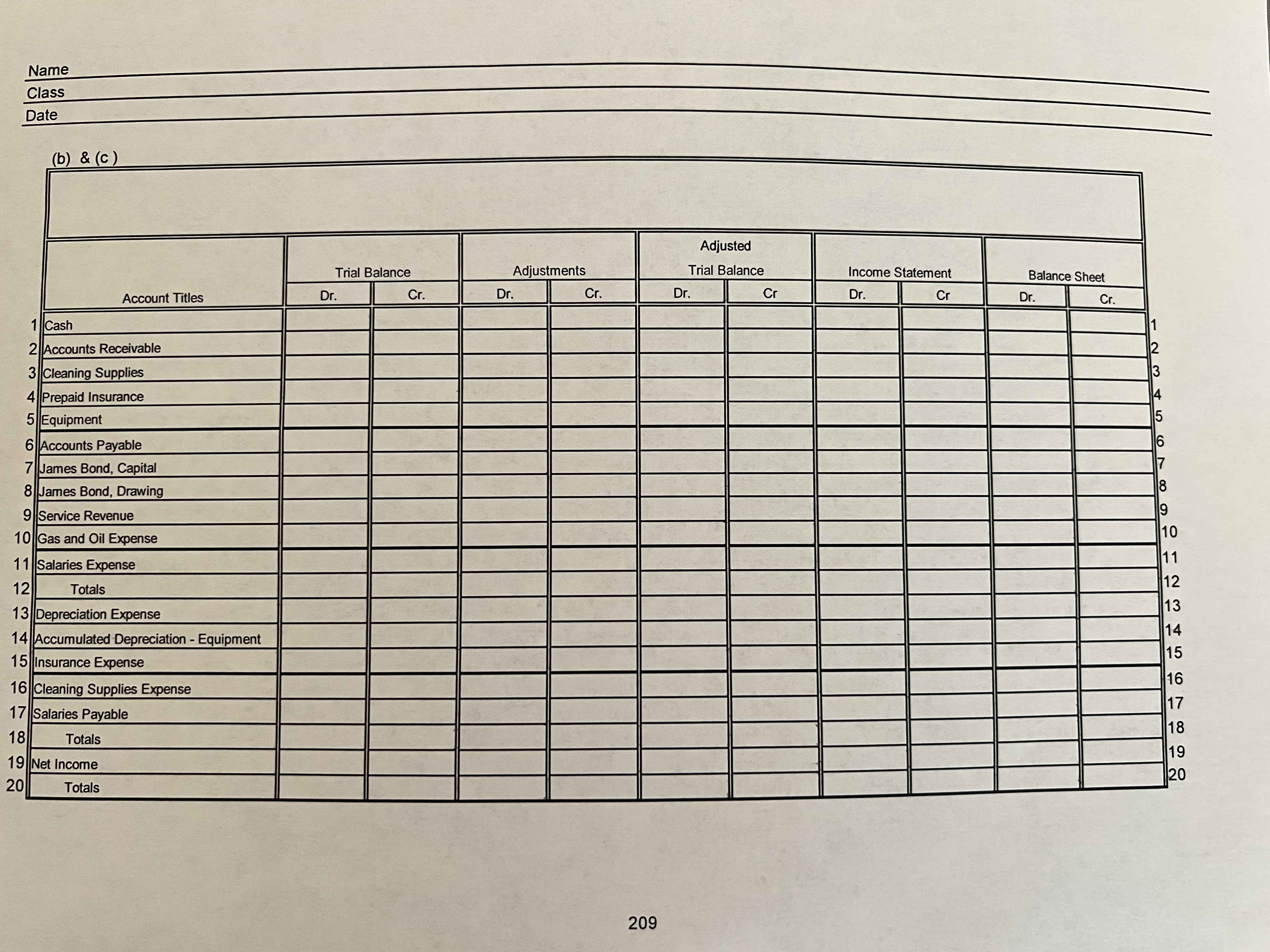  Name Class Date (b) & (c ) Adjusted Trial Balance Adjustments