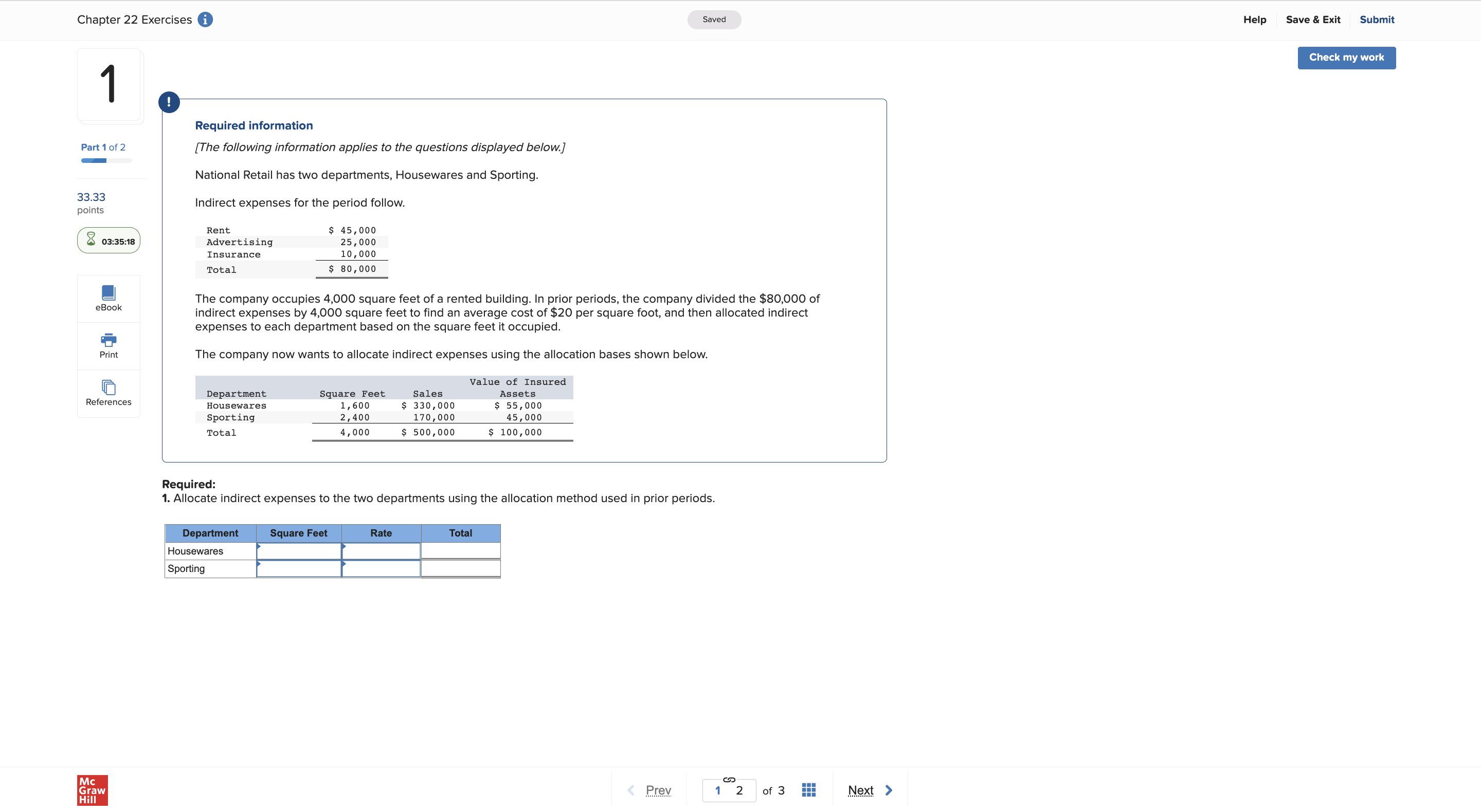  Chapter 22 Exercises i Saved Help Save & Exit Submit Check