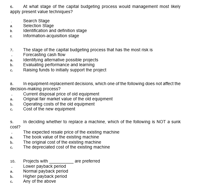 the decision to replace an old machine with a new one? I.Purchase