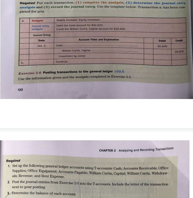 / Exercise 2-5 Analyzing transactions L03,5 William Curtis is a personal finance