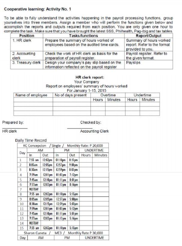 The expenditure cycle: Payroll processing and fixed asset systemsFor the year on