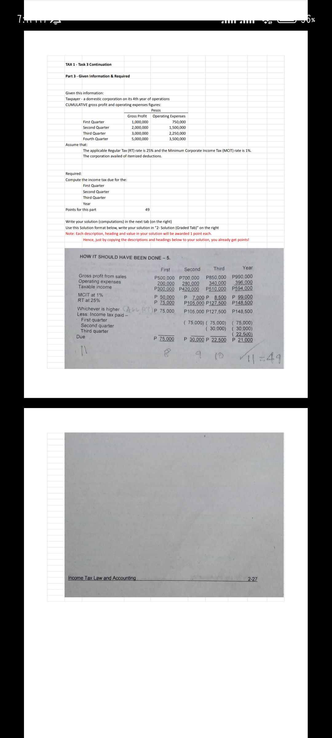 computing the income tax due in Part 2 Use the table below