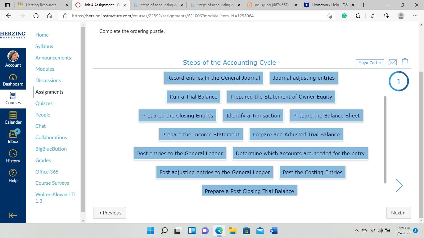 Based off the information below what are the steps to the accounting