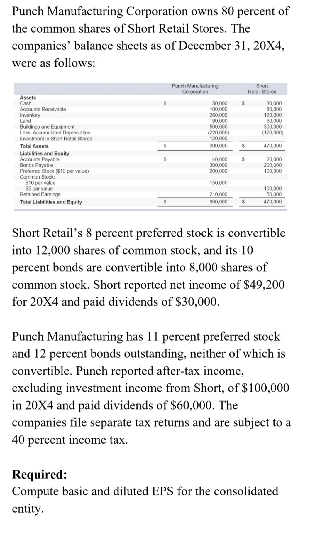 Basic Eps = $7.40 and Diluted EPS = $6.83. Please show work.