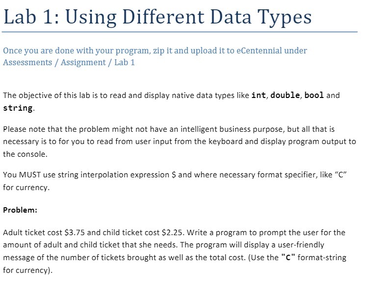 Lab 1: Using Different Data Types |Dnce you are done with