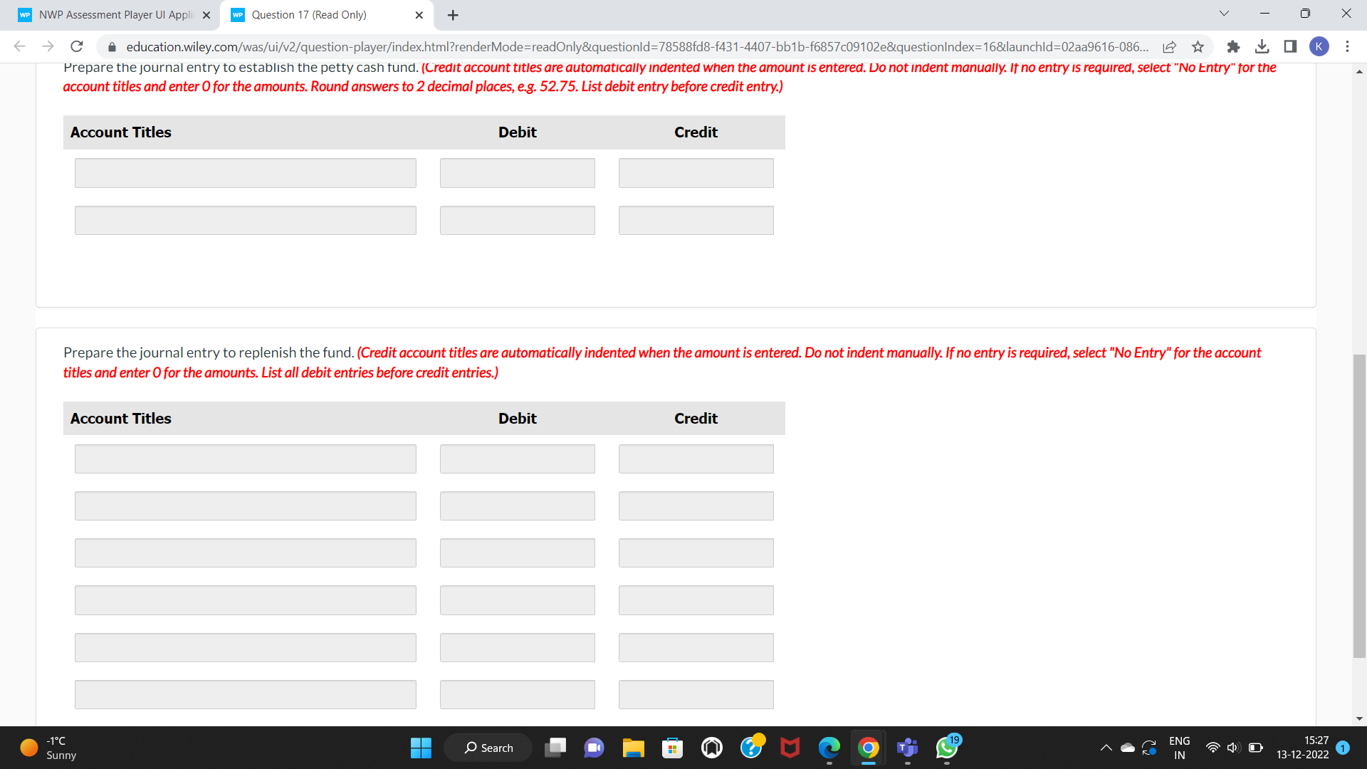  WP NWP Assessment Player UI Appli X WP Question 17 (Read