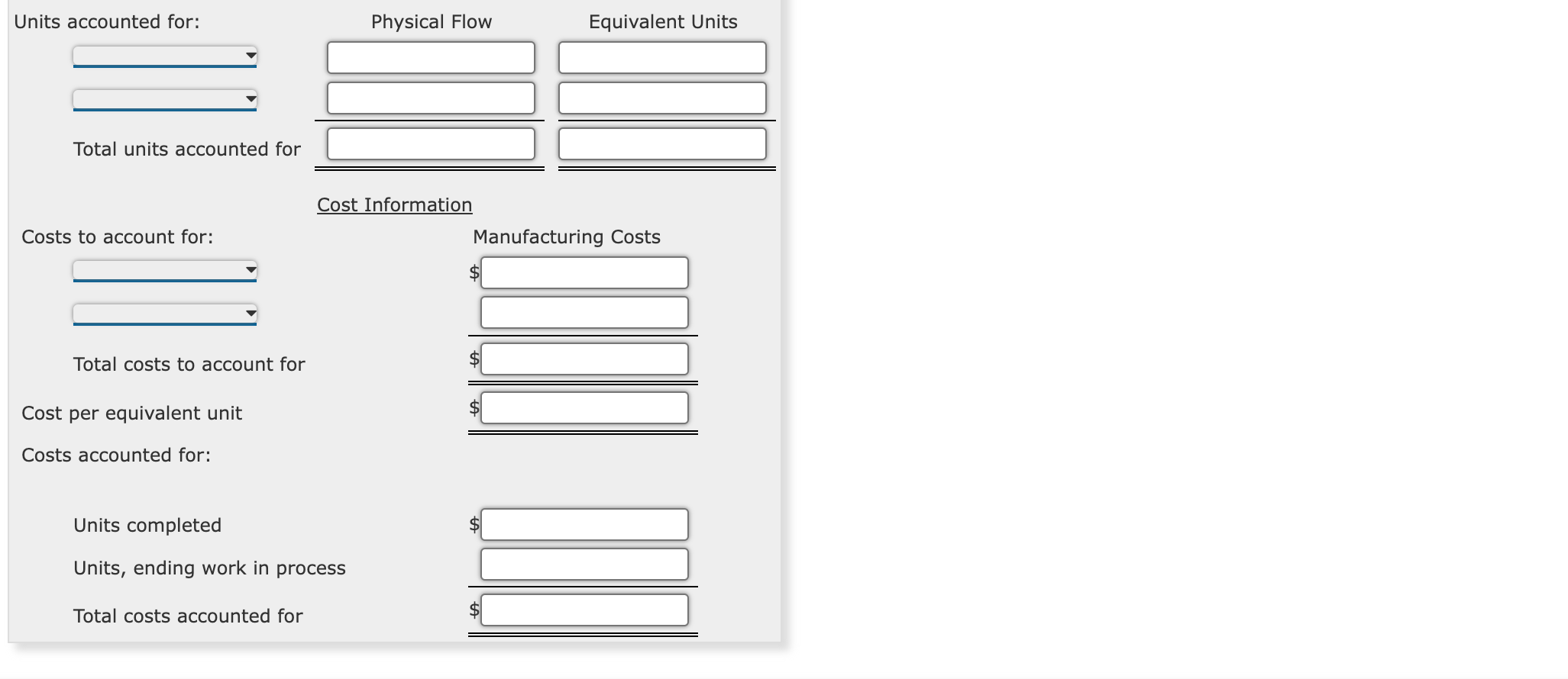 Department Analysis, Uniform Costs Hatch Company produces a product that passes through