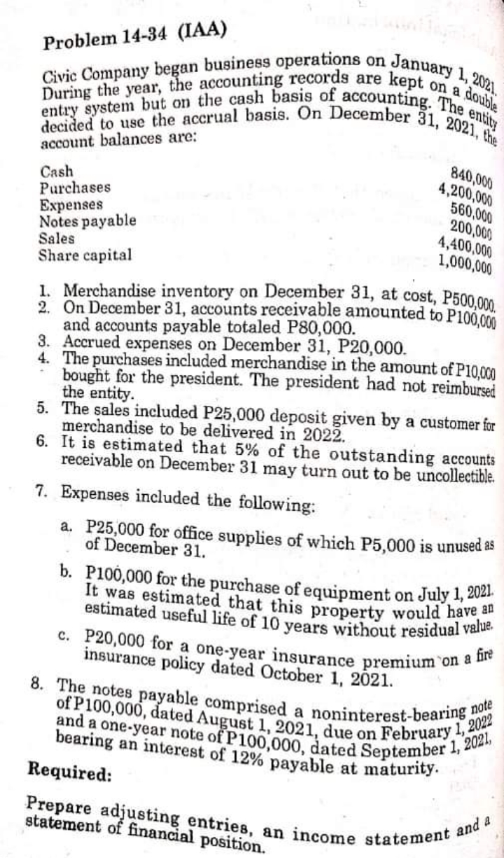 Please answer in good accounting form and all amounts should be captioned,