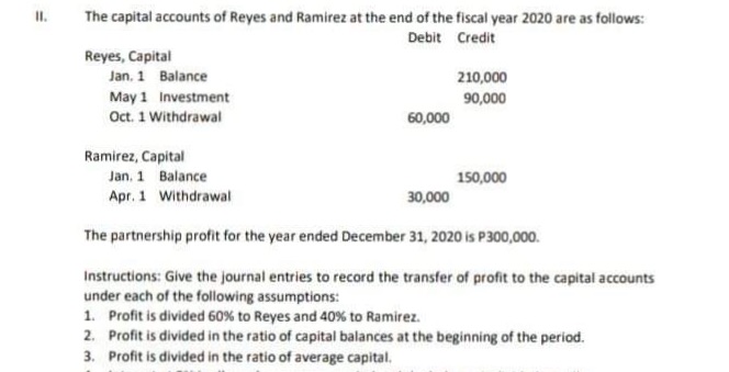 Please help with encoded or typed solutions II. The capital accounts of